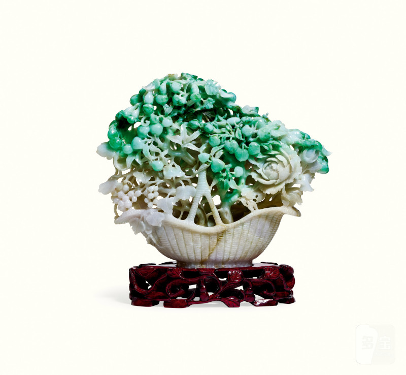 19-20世纪 翡翠百花花篮摆件